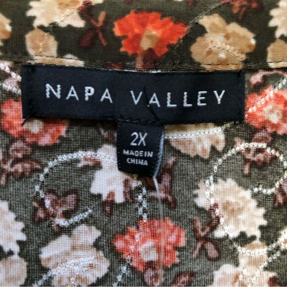 NAPA VALLEY WOMENS TOPS PLUS SIZE 2X PULLON 3 BUTTONS FRONT 3/4 SLEEVES FLORAL - Picture 8 of 8